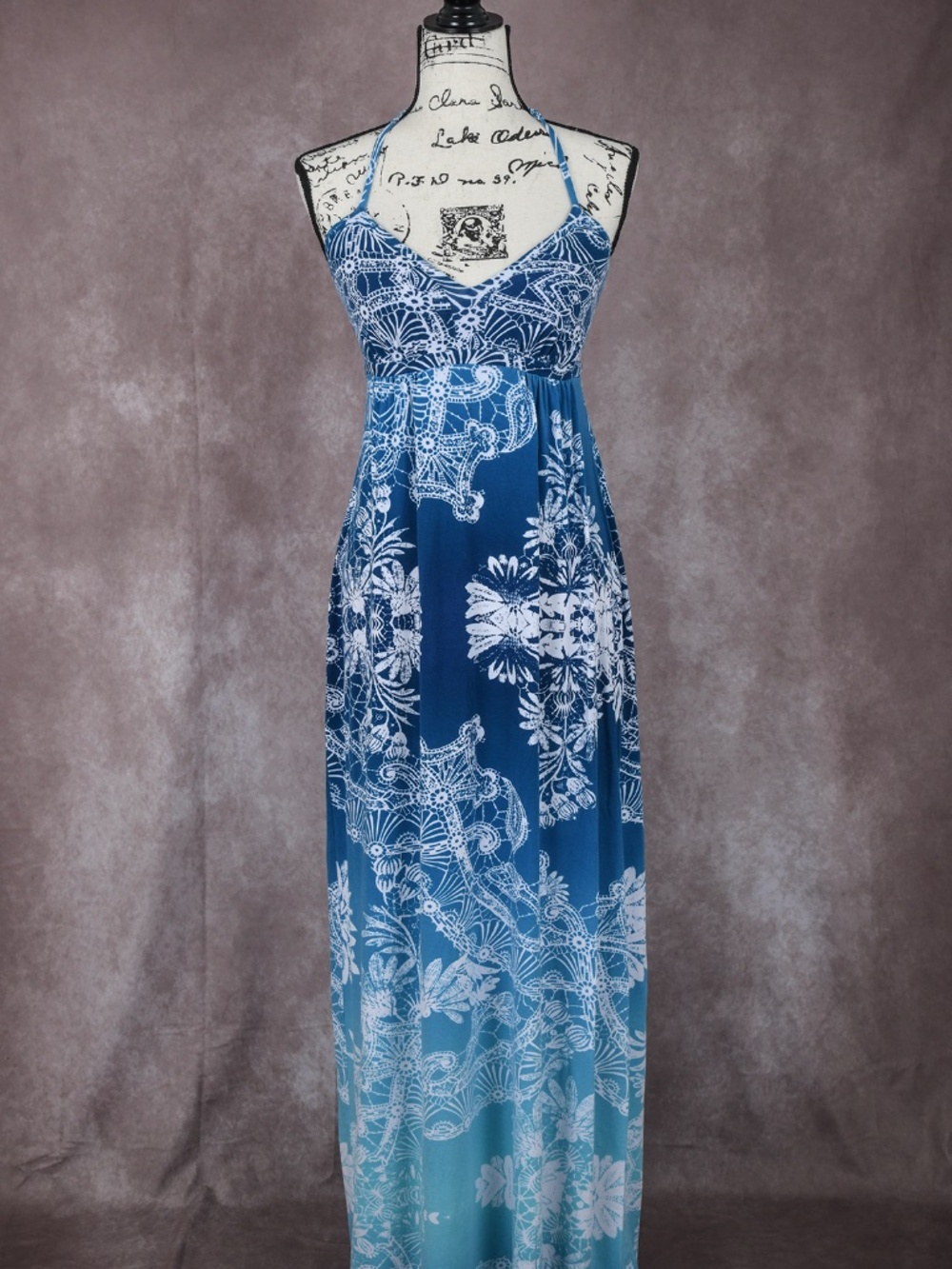 Express Turquoise Floral maxi dress size small- halter style
